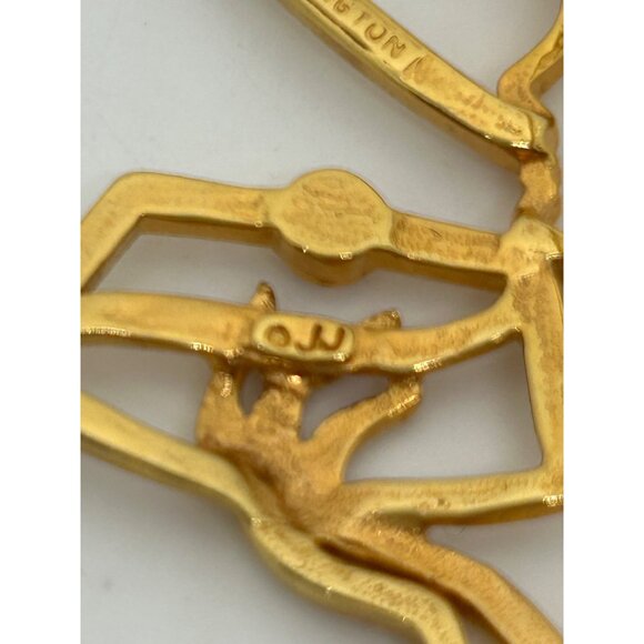 Vintage Lady Brooch Remington JJ Gold-Tone Woman With Rhinestone Accents - Picture 6 of 16